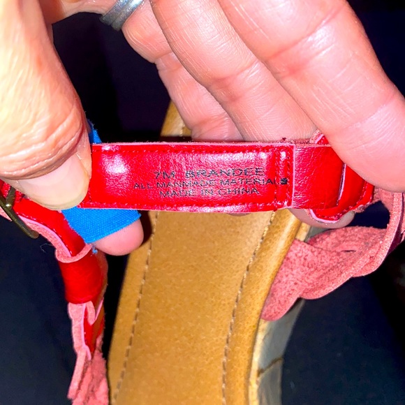 Nicole Braided Red Platform Heel Cork Sandals - Picture 13 of 13